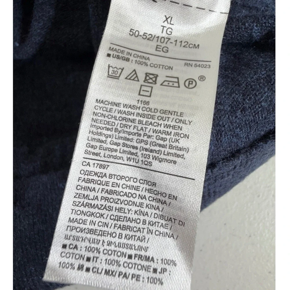 Banana Republic Sweater XL Navy Blue Organic Cotton Raglan Crew Neck Casual